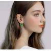 imageAustrian Crystal Drop Dangle Earrings  Plated 18KRose Gold Zircon Gemstone Birthstone Hanging Dangly Stud Earrings Jewelry Gift for Wife Mom Daughter GirlfriendLight GreenGold