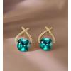imageAustrian Crystal Drop Dangle Earrings  Plated 18KRose Gold Zircon Gemstone Birthstone Hanging Dangly Stud Earrings Jewelry Gift for Wife Mom Daughter GirlfriendZircon BlueGold
