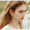 imageAustrian Crystal Drop Dangle Earrings  Plated 18KRose Gold Zircon Gemstone Birthstone Hanging Dangly Stud Earrings Jewelry Gift for Wife Mom Daughter GirlfriendPinkGold
