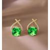 imageAustrian Crystal Drop Dangle Earrings  Plated 18KRose Gold Zircon Gemstone Birthstone Hanging Dangly Stud Earrings Jewelry Gift for Wife Mom Daughter GirlfriendLight GreenGold