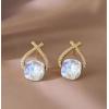 imageAustrian Crystal Drop Dangle Earrings  Plated 18KRose Gold Zircon Gemstone Birthstone Hanging Dangly Stud Earrings Jewelry Gift for Wife Mom Daughter GirlfriendWhiteGold