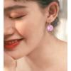imageAustrian Crystal Round Drop Dangle Leverback Earrings  Plated 18KRose Gold Zircon Gemstone Birthstone Hoop Hanging Dangly Earrings Jewelry Gift for Wife Mom Daughter GirlfriendPinkRose Gold