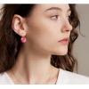 imageAustrian Crystal Round Drop Dangle Leverback Earrings  Plated 18KRose Gold Zircon Gemstone Birthstone Hoop Hanging Dangly Earrings Jewelry Gift for Wife Mom Daughter GirlfriendGarnetRose Gold