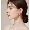 imageAustrian Crystal Round Drop Dangle Leverback Earrings  Plated 18KRose Gold Zircon Gemstone Birthstone Hoop Hanging Dangly Earrings Jewelry Gift for Wife Mom Daughter GirlfriendGarnetRose Gold