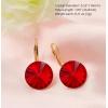 imageAustrian Crystal Round Drop Dangle Leverback Earrings  Plated 18KRose Gold Zircon Gemstone Birthstone Hoop Hanging Dangly Earrings Jewelry Gift for Wife Mom Daughter GirlfriendRuby RedRose Gold