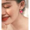 imageAustrian Crystal Round Drop Dangle Leverback Earrings  Plated 18KRose Gold Zircon Gemstone Birthstone Hoop Hanging Dangly Earrings Jewelry Gift for Wife Mom Daughter GirlfriendGarnetRose Gold