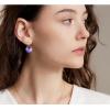 imageAustrian Crystal Round Drop Dangle Leverback Earrings  Plated 18KRose Gold Zircon Gemstone Birthstone Hoop Hanging Dangly Earrings Jewelry Gift for Wife Mom Daughter GirlfriendLight PurpleRose Gold