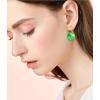 imageAustrian Crystal Round Drop Dangle Leverback Earrings  Plated 18KRose Gold Zircon Gemstone Birthstone Hoop Hanging Dangly Earrings Jewelry Gift for Wife Mom Daughter GirlfriendLight GreenRose Gold