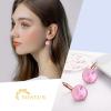 imageAustrian Crystal Round Drop Dangle Leverback Earrings  Plated 18KRose Gold Zircon Gemstone Birthstone Hoop Hanging Dangly Earrings Jewelry Gift for Wife Mom Daughter GirlfriendPinkRose Gold