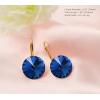 imageAustrian Crystal Round Drop Dangle Leverback Earrings  Plated 18KRose Gold Zircon Gemstone Birthstone Hoop Hanging Dangly Earrings Jewelry Gift for Wife Mom Daughter GirlfriendSapphire BlueRose Gold
