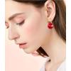 imageAustrian Crystal Round Drop Dangle Leverback Earrings  Plated 18KRose Gold Zircon Gemstone Birthstone Hoop Hanging Dangly Earrings Jewelry Gift for Wife Mom Daughter GirlfriendRuby RedRose Gold