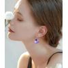 imageAustrian Crystal Round Drop Dangle Leverback Earrings  Plated 18KRose Gold Zircon Gemstone Birthstone Hoop Hanging Dangly Earrings Jewelry Gift for Wife Mom Daughter GirlfriendLight PurpleRose Gold