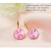 imageAustrian Crystal Round Drop Dangle Leverback Earrings  Plated 18KRose Gold Zircon Gemstone Birthstone Hoop Hanging Dangly Earrings Jewelry Gift for Wife Mom Daughter GirlfriendPinkRose Gold