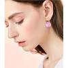 imageAustrian Crystal Round Drop Dangle Leverback Earrings  Plated 18KRose Gold Zircon Gemstone Birthstone Hoop Hanging Dangly Earrings Jewelry Gift for Wife Mom Daughter GirlfriendPinkRose Gold