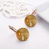imageAustrian Crystal Round Drop Dangle Leverback Earrings  Plated 18KRose Gold Zircon Gemstone Birthstone Hoop Hanging Dangly Earrings Jewelry Gift for Wife Mom Daughter GirlfriendChampagneRose Gold