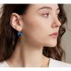 imageAustrian Crystal Round Drop Dangle Leverback Earrings  Plated 18KRose Gold Zircon Gemstone Birthstone Hoop Hanging Dangly Earrings Jewelry Gift for Wife Mom Daughter GirlfriendSapphire BlueRose Gold