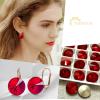 imageAustrian Crystal Round Drop Dangle Leverback Earrings  Plated 18KRose Gold Zircon Gemstone Birthstone Hoop Hanging Dangly Earrings Jewelry Gift for Wife Mom Daughter GirlfriendRuby RedRose Gold