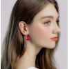 imageAustrian Crystal Round Drop Dangle Leverback Earrings  Plated 18KRose Gold Zircon Gemstone Birthstone Hoop Hanging Dangly Earrings Jewelry Gift for Wife Mom Daughter GirlfriendRuby RedRose Gold
