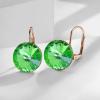 imageAustrian Crystal Round Drop Dangle Leverback Earrings  Plated 18KRose Gold Zircon Gemstone Birthstone Hoop Hanging Dangly Earrings Jewelry Gift for Wife Mom Daughter GirlfriendLight GreenRose Gold
