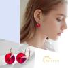 imageAustrian Crystal Round Drop Dangle Leverback Earrings  Plated 18KRose Gold Zircon Gemstone Birthstone Hoop Hanging Dangly Earrings Jewelry Gift for Wife Mom Daughter GirlfriendRuby RedRose Gold