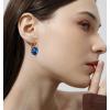 imageAustrian Crystal Round Drop Dangle Leverback Earrings  Plated 18KRose Gold Zircon Gemstone Birthstone Hoop Hanging Dangly Earrings Jewelry Gift for Wife Mom Daughter GirlfriendSapphire BlueRose Gold
