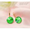 imageAustrian Crystal Round Drop Dangle Leverback Earrings  Plated 18KRose Gold Zircon Gemstone Birthstone Hoop Hanging Dangly Earrings Jewelry Gift for Wife Mom Daughter GirlfriendLight GreenRose Gold