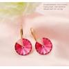 imageAustrian Crystal Round Drop Dangle Leverback Earrings  Plated 18KRose Gold Zircon Gemstone Birthstone Hoop Hanging Dangly Earrings Jewelry Gift for Wife Mom Daughter GirlfriendGarnetRose Gold