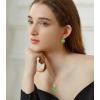 imageAustrian Crystal Square Drop Dangle Leverback Earrings  Plated 18KRose Gold Zircon Gemstone Birthstone Hoop Hanging Dangly Earrings Jewelry Gift for Wife Mom Daughter GirlfriendLight GreenGold