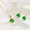 imageAustrian Crystal Square Drop Dangle Leverback Earrings  Plated 18KRose Gold Zircon Gemstone Birthstone Hoop Hanging Dangly Earrings Jewelry Gift for Wife Mom Daughter GirlfriendLight GreenGold