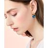 imageAustrian Crystal Square Drop Dangle Leverback Earrings  Plated 18KRose Gold Zircon Gemstone Birthstone Hoop Hanging Dangly Earrings Jewelry Gift for Wife Mom Daughter GirlfriendSapphire BlueGold