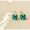 imageAustrian Crystal Square Drop Dangle Leverback Earrings  Plated 18KRose Gold Zircon Gemstone Birthstone Hoop Hanging Dangly Earrings Jewelry Gift for Wife Mom Daughter GirlfriendZircon BlueGold