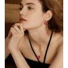 imageAustrian Crystal Square Drop Dangle Leverback Earrings  Plated 18KRose Gold Zircon Gemstone Birthstone Hoop Hanging Dangly Earrings Jewelry Gift for Wife Mom Daughter GirlfriendRuby RedGold