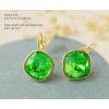 imageAustrian Crystal Square Drop Dangle Leverback Earrings  Plated 18KRose Gold Zircon Gemstone Birthstone Hoop Hanging Dangly Earrings Jewelry Gift for Wife Mom Daughter GirlfriendLight GreenGold