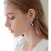 imageCrystal Gemstone Drop Dangle Leverback Earrings Plated 18k Gold Teardrop Oval Pear Zircon Diamond Birthstone Jewelry Set Gift for Wife Mom Daughter GirlfriendSapphire Blue