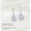 imageCrystal Gemstone Drop Dangle Leverback Earrings Plated 18k Gold Teardrop Oval Pear Zircon Diamond Birthstone Jewelry Set Gift for Wife Mom Daughter GirlfriendDiamond White
