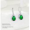 imageCrystal Gemstone Drop Dangle Leverback Earrings Plated 18k Gold Teardrop Oval Pear Zircon Diamond Birthstone Jewelry Set Gift for Wife Mom Daughter GirlfriendEmerald Green