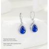 imageCrystal Gemstone Drop Dangle Leverback Earrings Plated 18k Gold Teardrop Oval Pear Zircon Diamond Birthstone Jewelry Set Gift for Wife Mom Daughter GirlfriendSapphire Blue