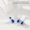 imageCrystal Gemstone Drop Dangle Leverback Earrings Plated 18k Gold Teardrop Oval Pear Zircon Diamond Birthstone Jewelry Set Gift for Wife Mom Daughter GirlfriendSapphire Blue