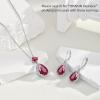 imageCrystal Gemstone Drop Dangle Leverback Earrings Plated 18k Gold Teardrop Oval Pear Zircon Diamond Birthstone Jewelry Set Gift for Wife Mom Daughter GirlfriendGarnet Red