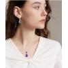 imageCrystal Gemstone Drop Dangle Leverback Earrings Plated 18k Gold Teardrop Oval Pear Zircon Diamond Birthstone Jewelry Set Gift for Wife Mom Daughter GirlfriendAmethyst Violet Purple