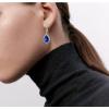 imageCrystal Gemstone Drop Dangle Leverback Earrings Plated 18k Gold Teardrop Oval Pear Zircon Diamond Birthstone Jewelry Set Gift for Wife Mom Daughter GirlfriendSapphire Blue