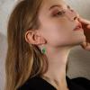 imageCrystal Gemstone Drop Dangle Leverback Earrings Plated 18k Gold Teardrop Oval Pear Zircon Diamond Birthstone Jewelry Set Gift for Wife Mom Daughter GirlfriendEmerald Green