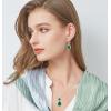 imageCrystal Gemstone Drop Dangle Leverback Earrings Plated 18k Gold Teardrop Oval Pear Zircon Diamond Birthstone Jewelry Set Gift for Wife Mom Daughter GirlfriendEmerald Green