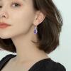 imageCrystal Gemstone Drop Dangle Leverback Earrings Plated 18k Gold Teardrop Oval Pear Zircon Diamond Birthstone Jewelry Set Gift for Wife Mom Daughter GirlfriendAmethyst Violet Purple