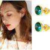 imageCrystal Gemstone Stud Earrings  18k Gold Plated Zircon CZ Birthstone Earrings  Preppy Dainty Jewelry Set Gift for Wife Mom Daughter GirlfriendEmerald GreenGold
