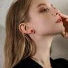 imageCrystal Gemstone Stud Earrings  18k Gold Plated Zircon CZ Birthstone Earrings  Preppy Dainty Jewelry Set Gift for Wife Mom Daughter GirlfriendRuby RedGold