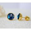 imageCrystal Gemstone Stud Earrings  18k Gold Plated Zircon CZ Birthstone Earrings  Preppy Dainty Jewelry Set Gift for Wife Mom Daughter GirlfriendSapphire BlueGold