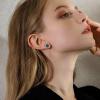 imageCrystal Gemstone Stud Earrings  18k Gold Plated Zircon CZ Birthstone Earrings  Preppy Dainty Jewelry Set Gift for Wife Mom Daughter GirlfriendSapphire BlueGold