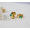 imageCrystal Huggie Cartilage Hoop Cuff Earrings  18k Gold Plated Gemstone Zircon CZ Earrings Preppy Dainty Jewelry Set Gift for Wife Mom DaughterEmerald GreenGold