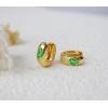 imageCrystal Huggie Cartilage Hoop Cuff Earrings  18k Gold Plated Gemstone Zircon CZ Earrings Preppy Dainty Jewelry Set Gift for Wife Mom DaughterLight GreenGold
